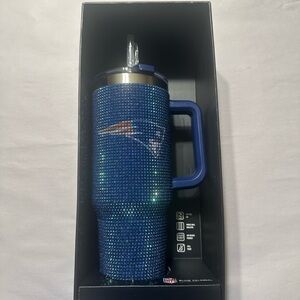 NFL Patriots Blue Rhinestone Tumbler